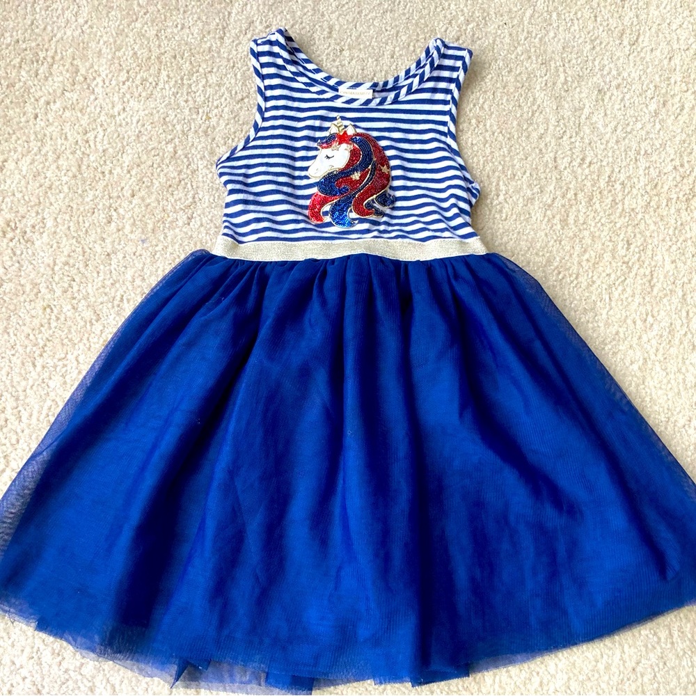 Cynthia Rowley Blue Striped Unicorn Dress
